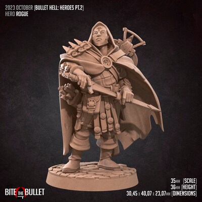 Rogue from Bite the Bullet's Bullet Hell: Heroes pt. 2 set. Total height apx. 43mm. Unpainted resin miniature - image2